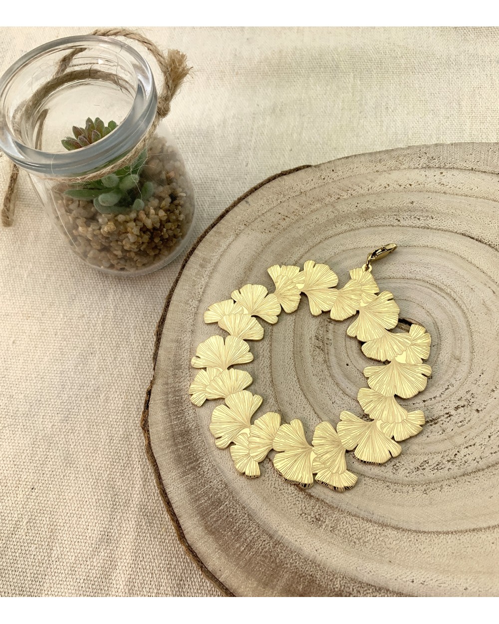 Pendentif Couronne De Ginkgo Acier Inoxydable Paloma Bijoux