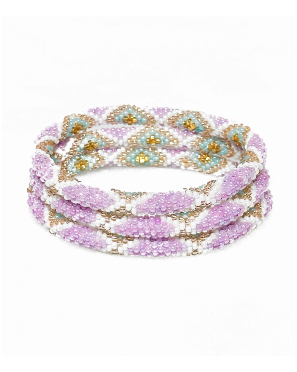 Bracelet népalais - violet Lila - vert - blanc - tissé à la main