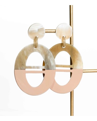 Boucles d'oreilles - corne - beige