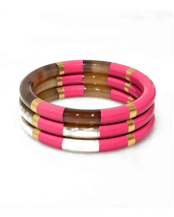 bracelet - corne - rose - fuschia - épais