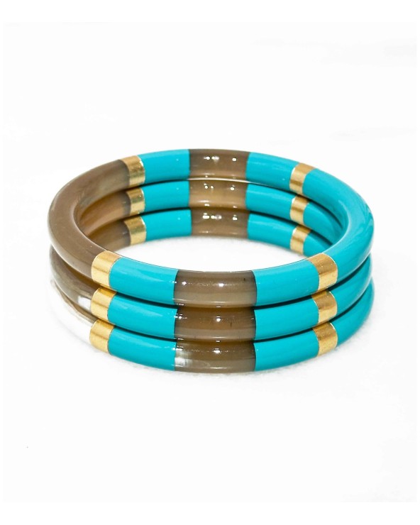 bracelet - corne - bleu - turquoise - épais