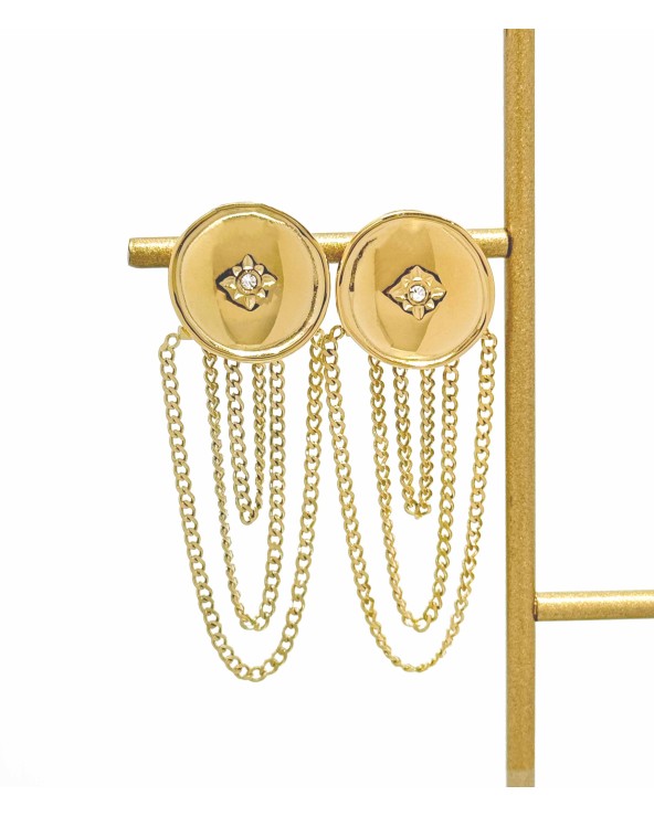 Boucles ronde  - acier inoxydable - doré - chaînettes - pendantes - paloma bijoux