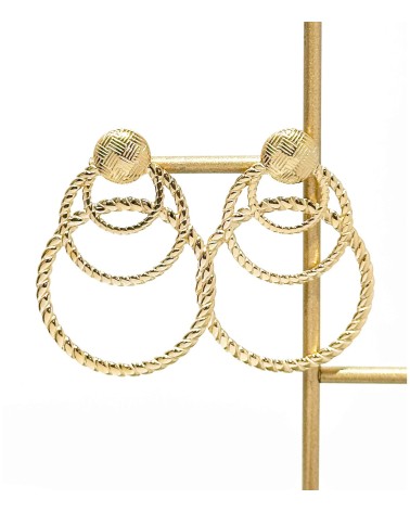 Boucles triple rond  - acier inoxydable - doré - pendantes - paloma bijoux