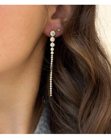 Boucles d'oreilles - pendantes  - saint Valentin - acier inoxydable - doré  - strass  - paloma bijoux