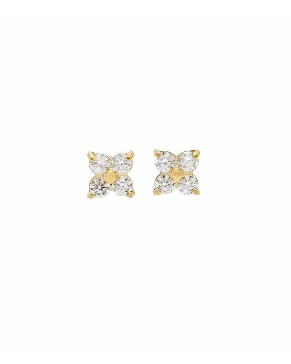 Boucles d'oreilles - puces  - saint Valentin - acier inoxydable - doré  - strass  - fleur - petit - paloma bijoux