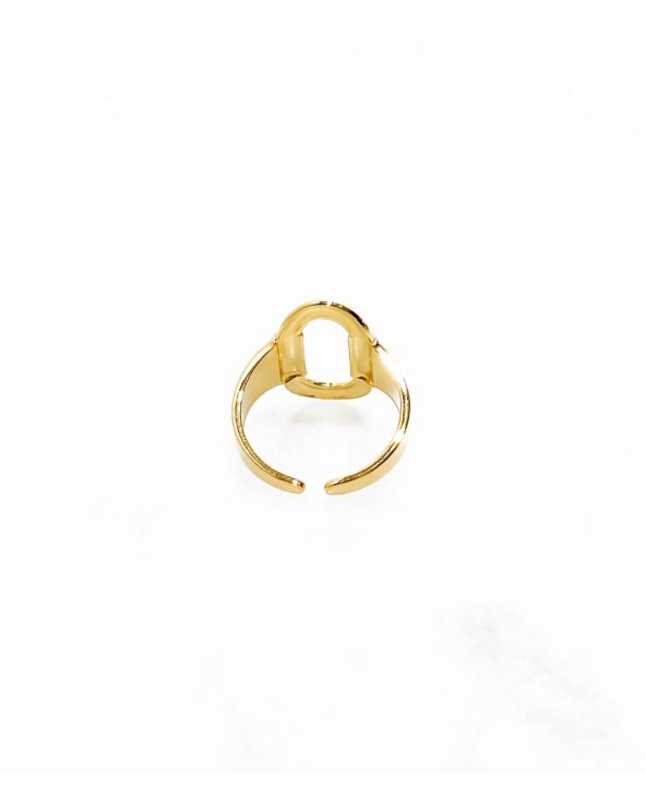 Bague ovale - oval - symétrique - acier inoxydable - doré